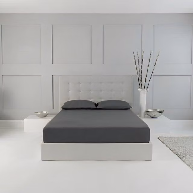 Snug City Single Polycotton Fitted Sheet in Dark Grey, W/D/H: 90 x 190 x 25 cm