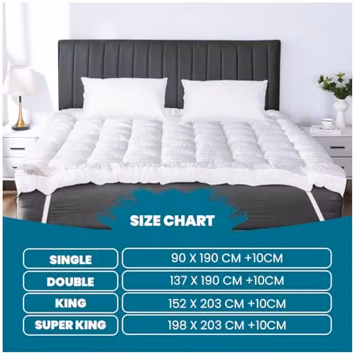 Gaveno Cavailia Satin Stripe Mattress Topper, White, King Size, 152 x 203 cm – 6