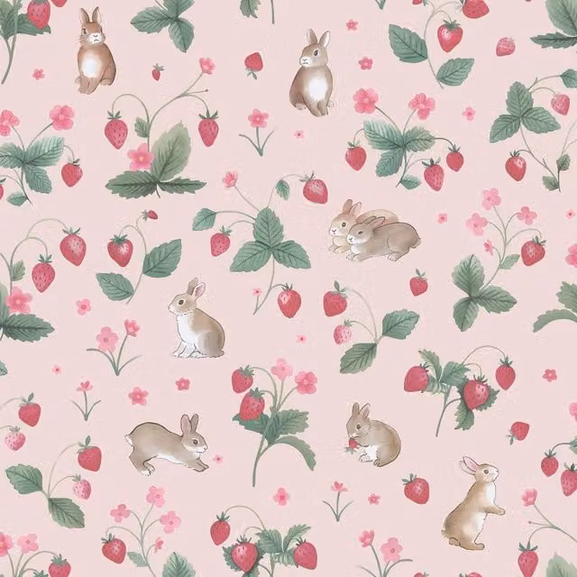 Holden Décor Bunnies & Berries Textured Floral and Botanical Wallpaper in Pink