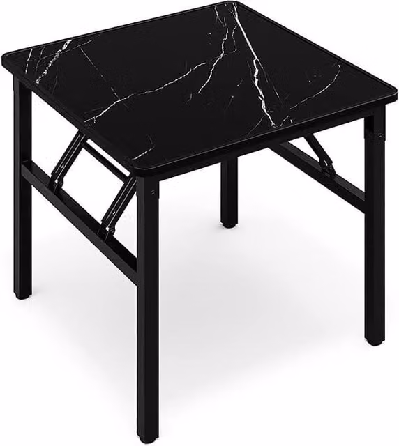 Garden Sanctuary Square Folding Coffee Table with Black Marble Effect Top, W: 60 cm x D: 60 cm – 1