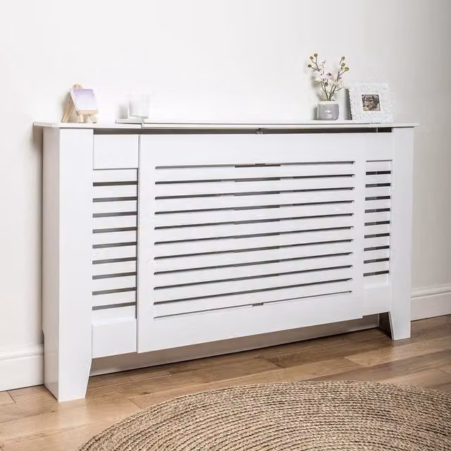 Home Treats Modern MDF Wooden Radiator Cover in White or Grey, 203 cm