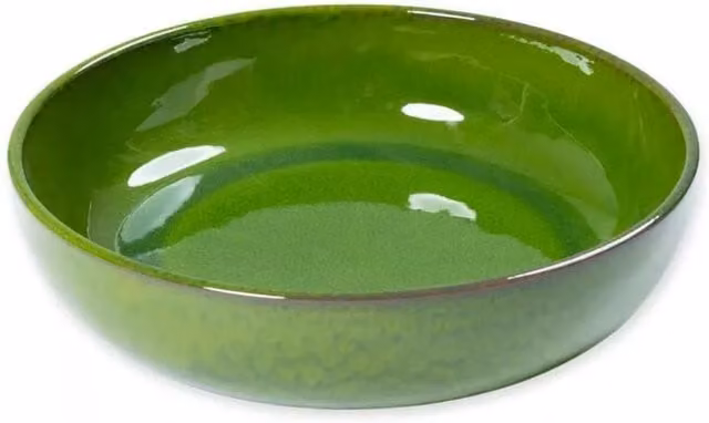 Verano Spanish Ceramics Selena Glazed Hand Dipped Large Ceramic Salad Bowl in Dark Green, Diameter: 30 cm