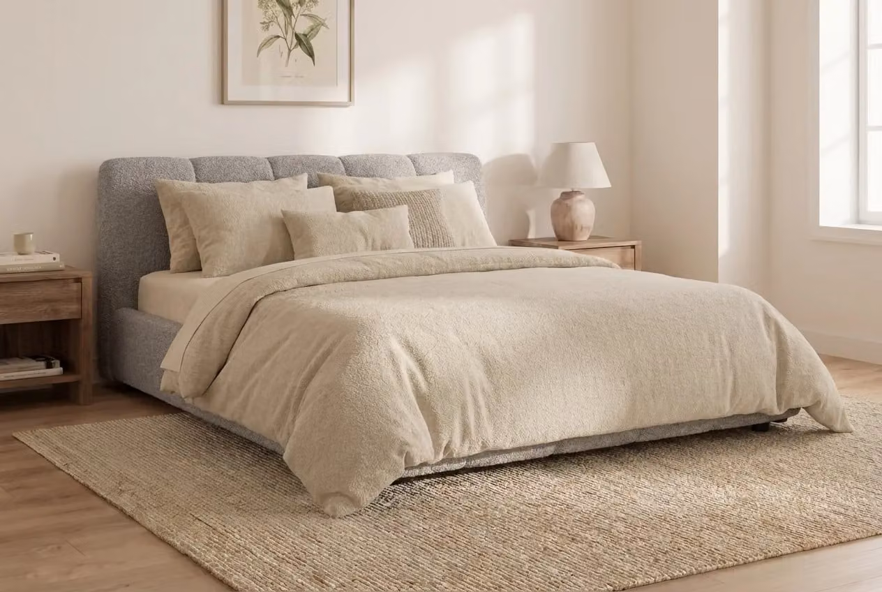 Araco Atelier Nocta Bed Mistral Grey Upholstered Modern Bed