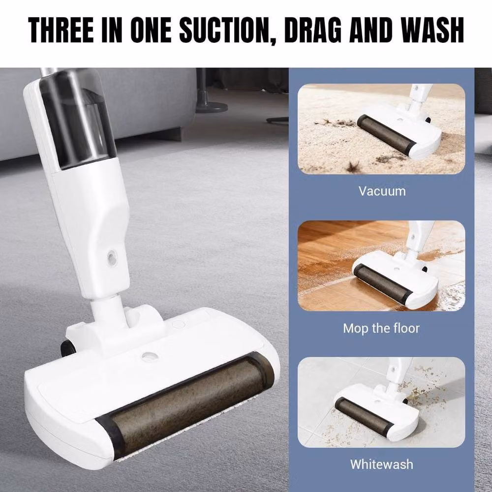 SPETLEK Rechargeable Cordless Bagless Floor Sweeper and Carpet Cleaner in White – 4