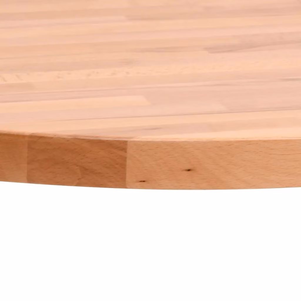 Berkfield Home Round Solid Wood Beech Table Top, Brown, Diameter: 50 cm, Height: 1.5 cm – 3