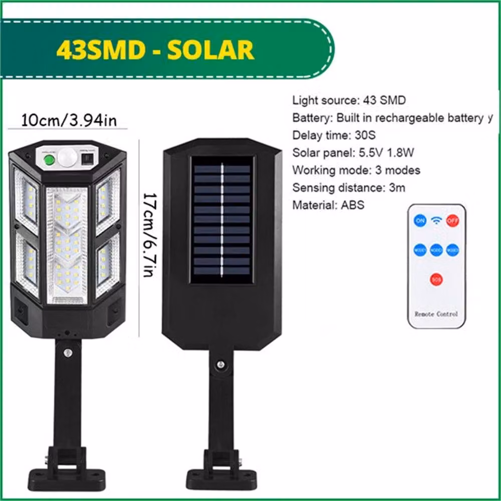 Havendro Solar LED Wall Street Light with PIR Motion Sensor and Remote Control in Black – 3