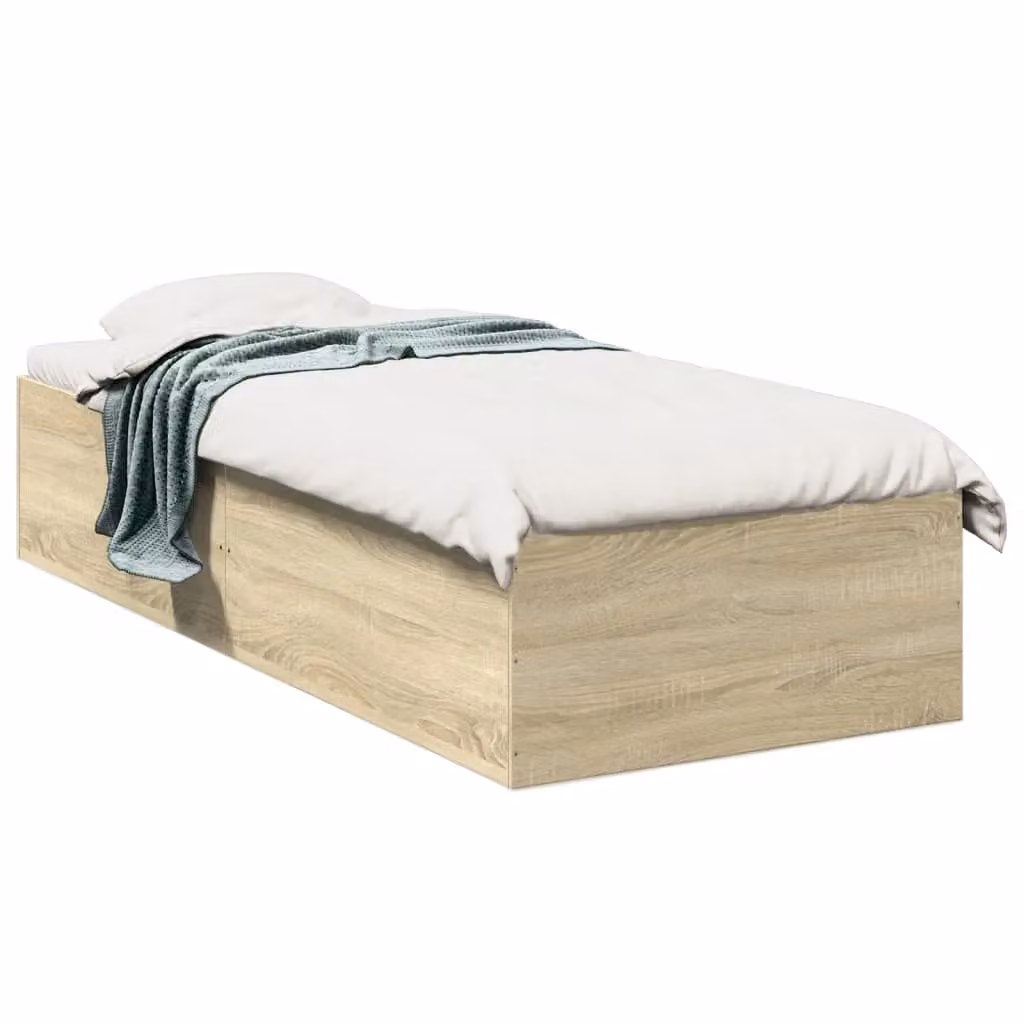 Berkfield Home Sonoma Oak Small Single Bed Frame in Brown, W/D/H: 75 x 190 cm – 2