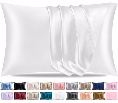 Pamposh Satin Silk Pillowcases, 2 Pack, White, W: 50 cm x H: 75 cm