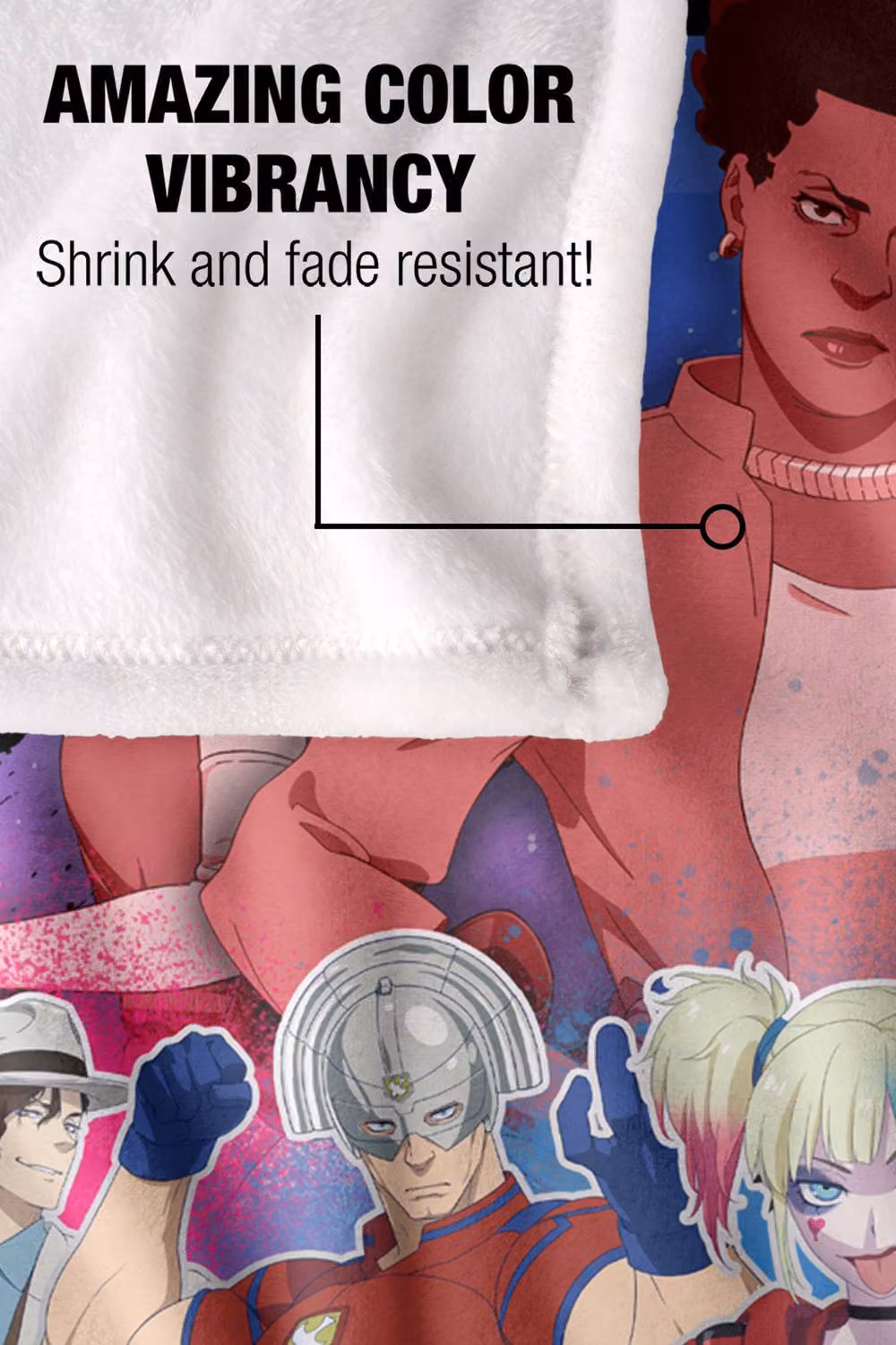 Warner Bros. Suicide Squad Isekai Ready To Fight Super Soft Silky Touch Throw Blanket, Extra Large, Multicolour – 4