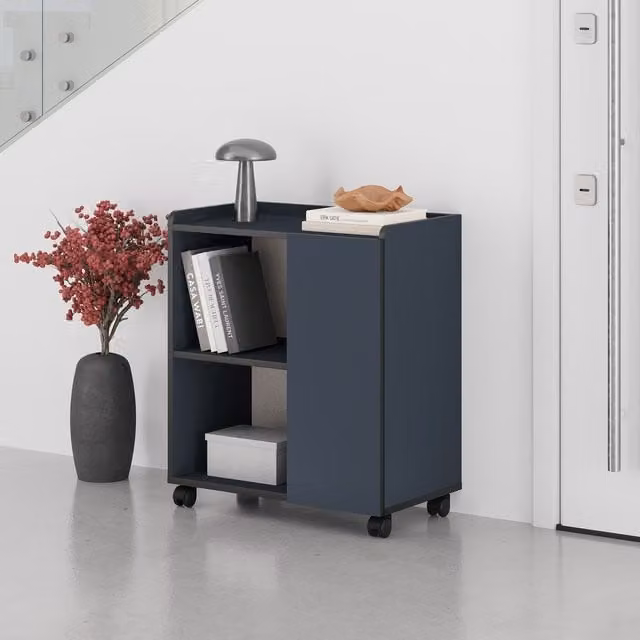 Decortie Zeo Modern Mobile Sideboard Cabinet with Castors, Dark Blue, W/D/H: 70 x 40 x 80 cm – 1