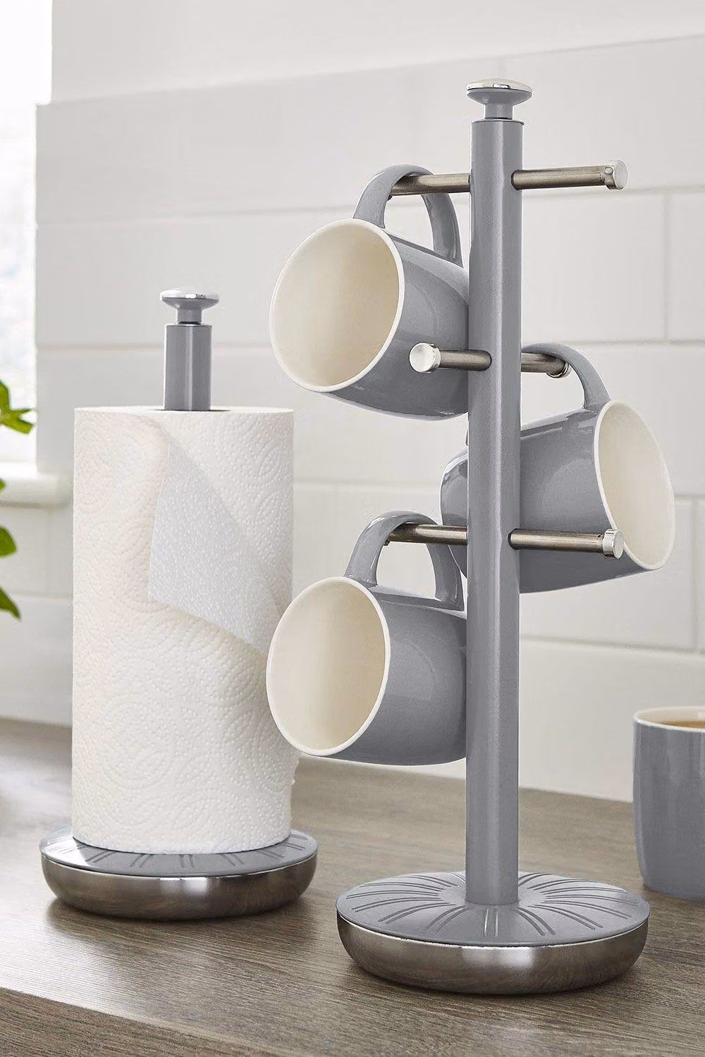 Swan Retro Freestanding Towel Pole and Mug Tree in Grey – 2