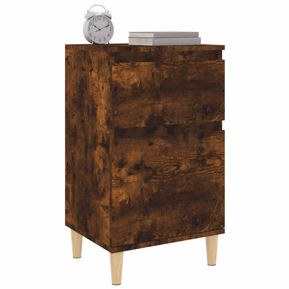Berkfield Home Elegant Bedside Cabinets, 2 Piece Set, Smoked Oak, Brown, W/D/H: 40 x 35 x 70 cm – 4