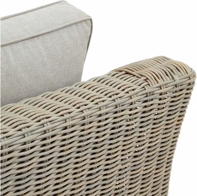 KDMK Weatherproof Rattan Outdoor Armchair with Cushions in Beige and Yellow
