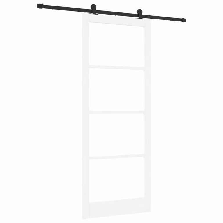 Berkfield Home Orkdal Modern Sliding Door with Hardware Set in White Lacquered Solid Wood and Glass