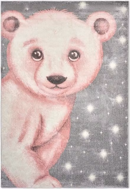 Bravich Pink Nursery Bear Animal Rug for Childrens Rooms