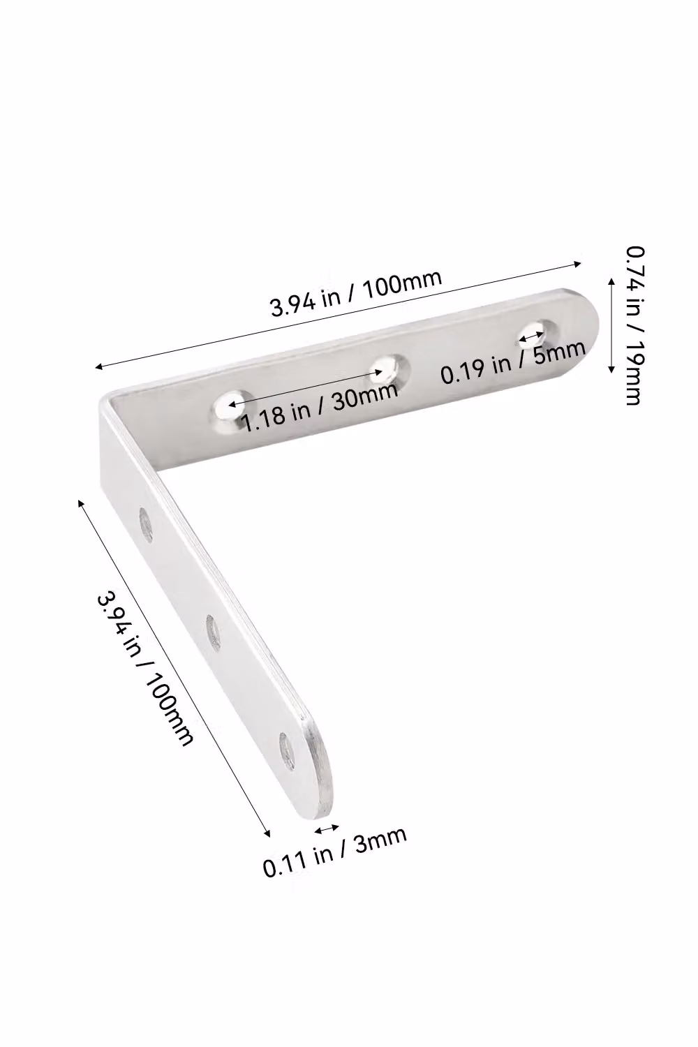 Living and Home 4-Piece L-Shaped Stainless Steel Corner Brace Set in Silver – 4