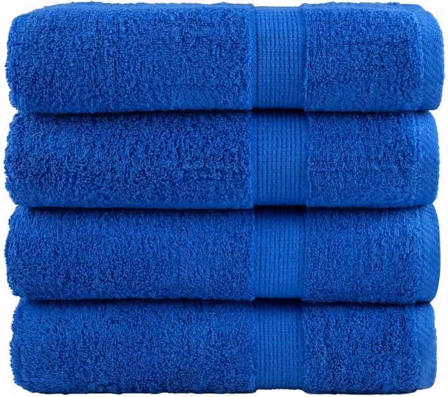 Berkfield Home SOLUND Premium Cotton Terry Hand Towels, Blue, 4 Pack, W: 50 cm x L: 100 cm, 600gsm – 1