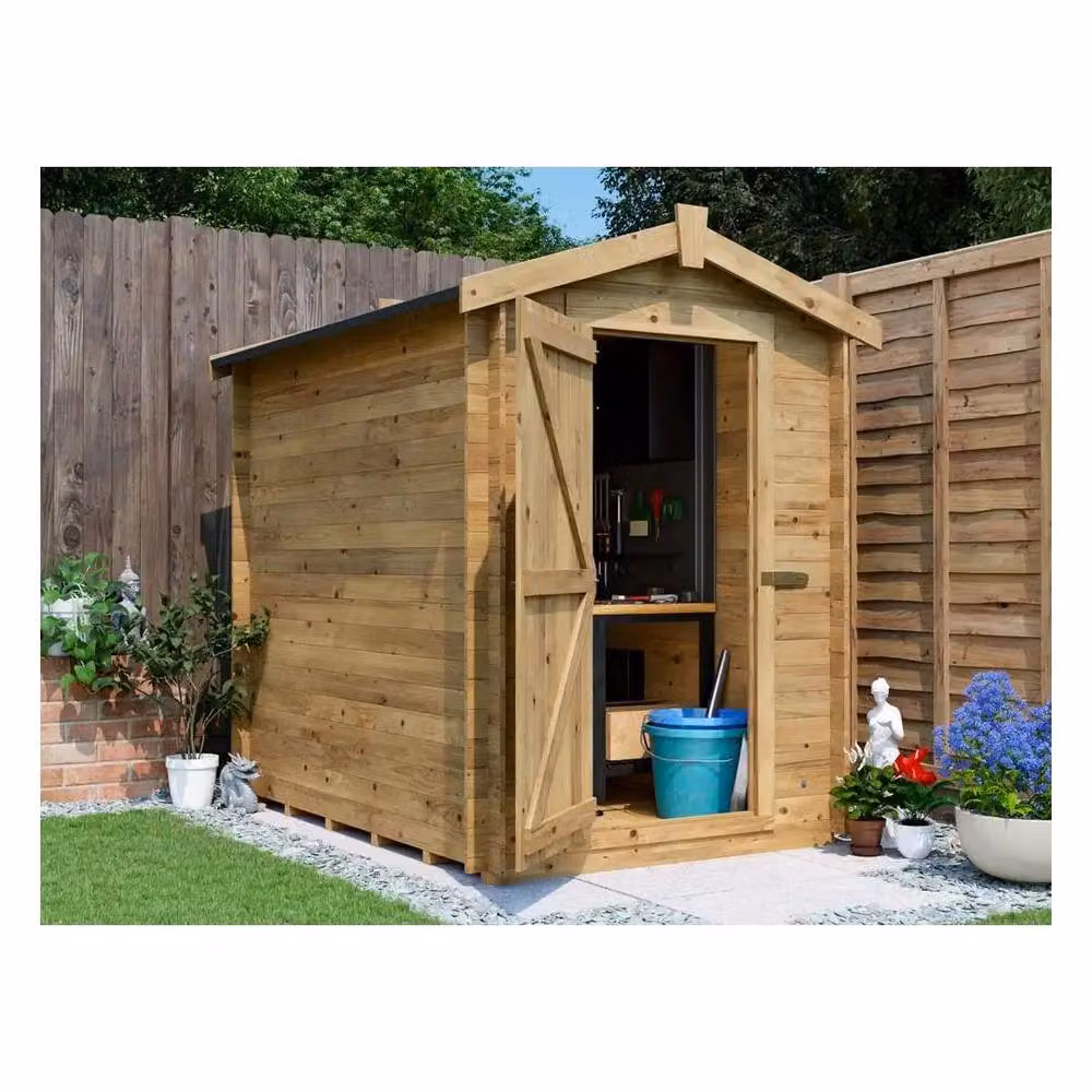 Dunster House Heavy Duty Log Shed in Brown, W1.5m x D2.0m x H1.9m – 6