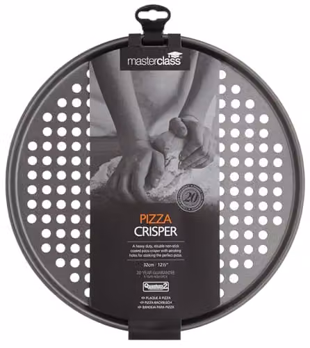 MasterClass Non-Stick Grey Carbon Steel Perforated Pizza Tray, Diameter: 32 cm – 2