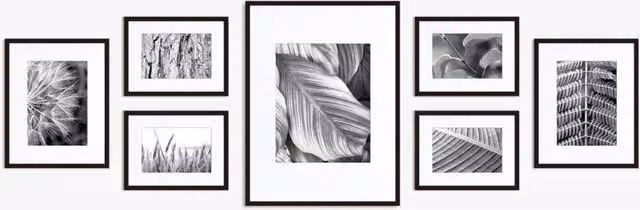 Nielsen Design 7 Piece Modern Black Aluminium Rectangular Picture Frame Gallery Set with Glass