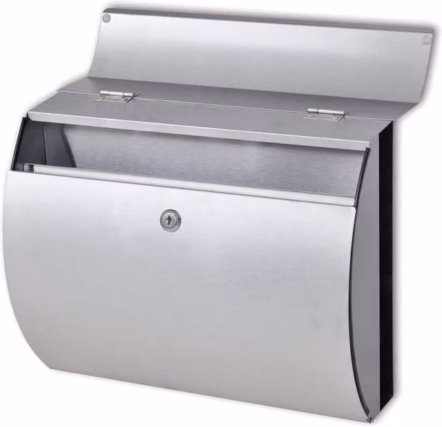 Berkfield Home Stainless Steel Mailbox in Silver, W/D/H: 31.0 x 13.0 x 13.0 cm
