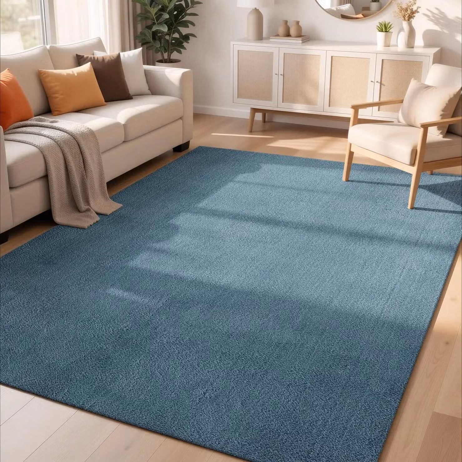 Desire Rugs Comfy Washable Round Blue Area Rug with Non-Slip Backing, Diameter: 100 cm – 3