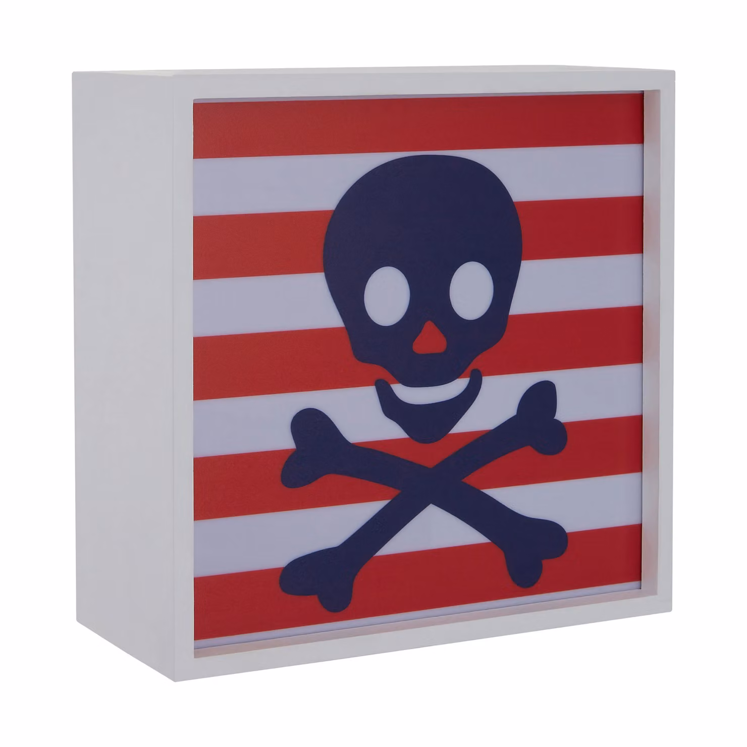 Orsina Pirate LED Light Box, Red and White Striped Skull and Crossbones Wall Mountable Night Light for Children – 2