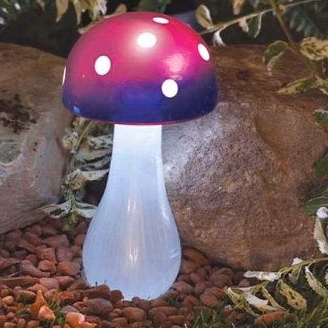 Garden Mile Large Mushroom Stake Lights in Purple and Pink