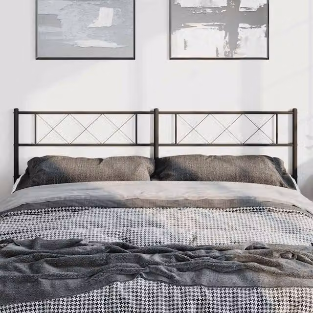 Berkfield Home Matt Black Metal Geometric Headboard W: 193 cm – 1