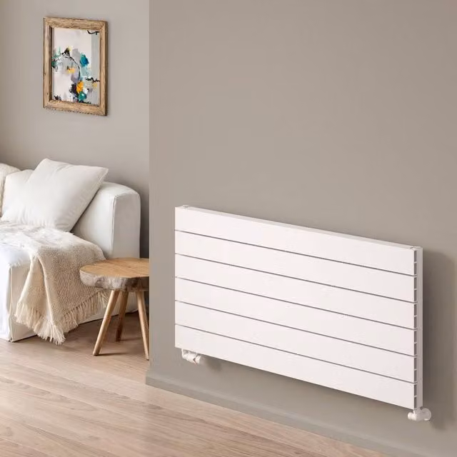 Bathroom Kingdom Rienza White Designer Flat Panel Horizontal Radiator H: 56.5 cm, W: 100 cm, D: 5.65 cm – 1