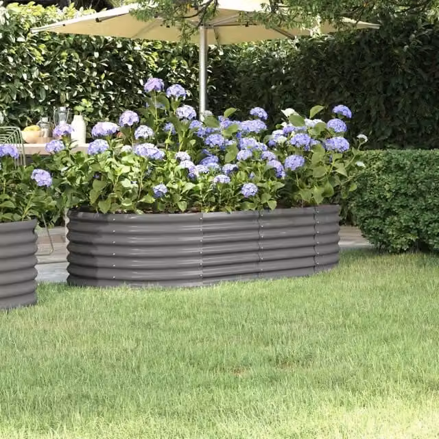 Berkfield Home Garden Powder-coated Steel Raised Bed in Grey, W/D/H: 152 x 80 x 36 cm – 1