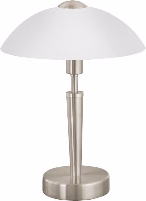 Loops Table Lamp in Silver with White Satinised Glass Shade, E14, 60W