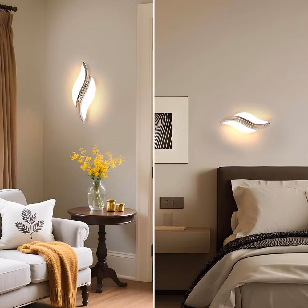 Goeco LED Interior Wall Light in Silver with Acrylic and Aluminium Finish, 12W, Warm White 3000K – 4