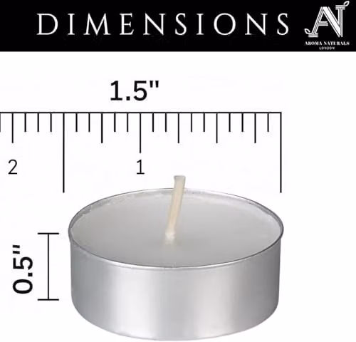 Aroma Naturals Unscented White Tealight Candles in Aluminium Cups, W: 3.8 cm, H: 1.45 cm – 2