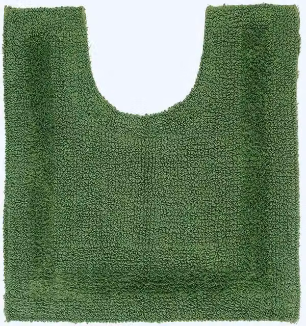 Homescapes Luxury Reversible Cotton Toilet Mat, Fern Green, W/D/H: 50 x 55 x 1 cm