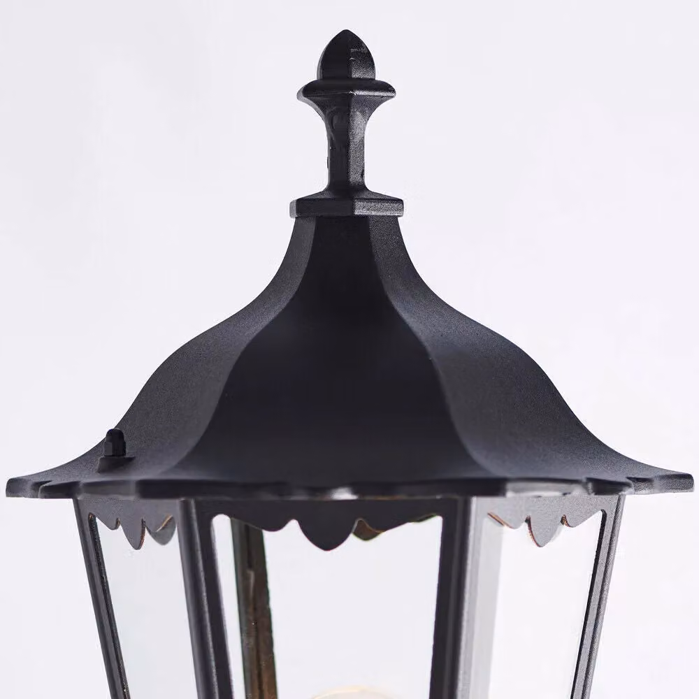 Loops Matt Black Aluminium Outdoor Post Lantern Bollard Light with Transparent Glass, Height: 218 cm – 3