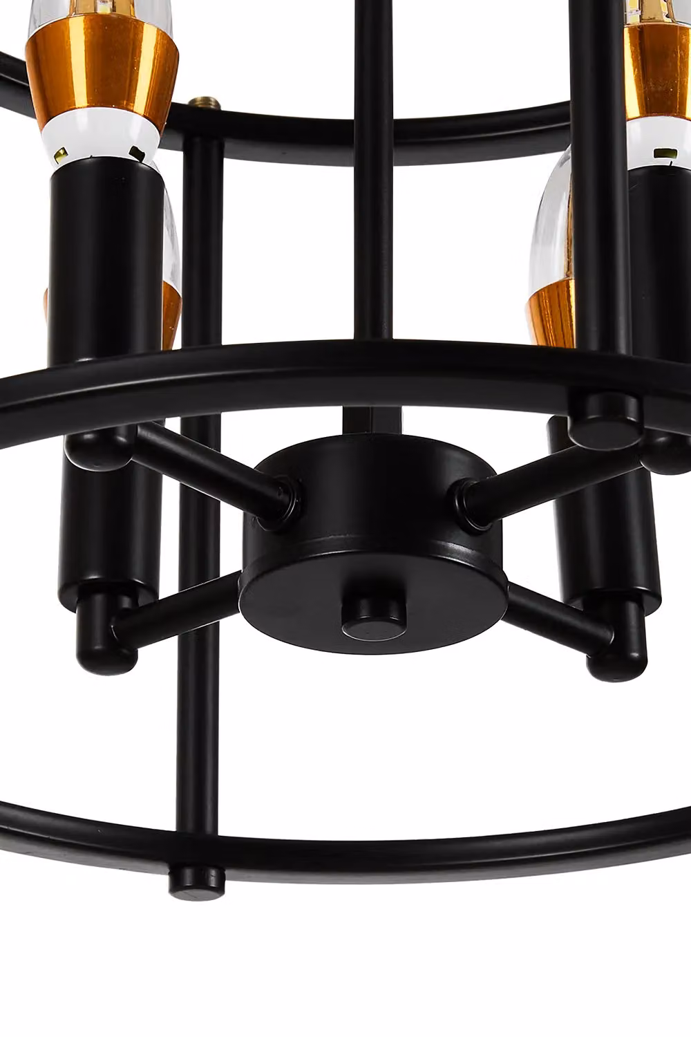 Living and Home Black Metal Industrial Cage Cylinder Ceiling Light – 4