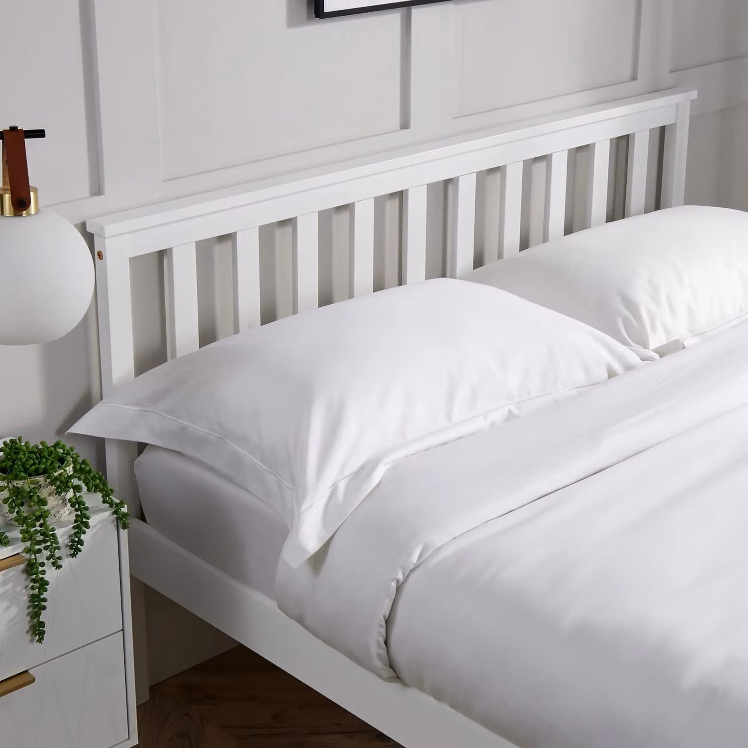 Home Source Florida Single Wooden Bed Frame in White, Solid Pine with Slatted Base, W/D/H: 90 x 190 cm – 2