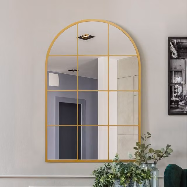 MirrorOutlet Fenarc Modern Wall Mirror in Gold and Black