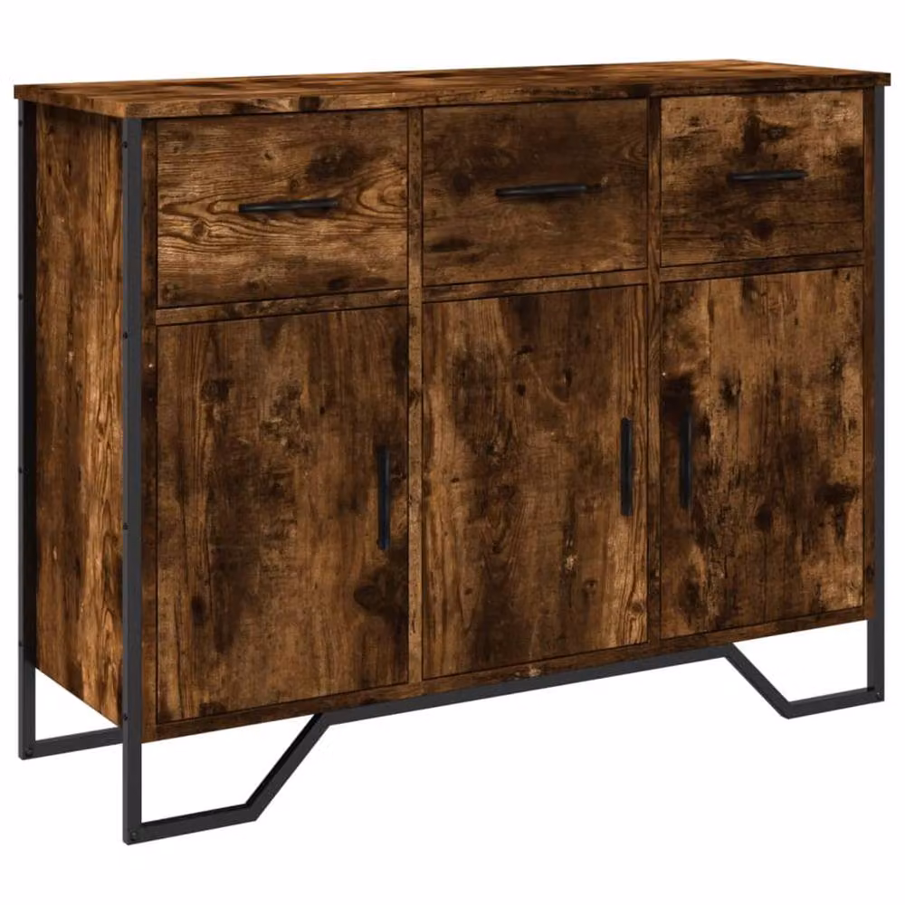 Berkfield Home Smoked Oak Sideboard in Brown, W/D/H: 97 x 32.5 x 74.5 cm – 3
