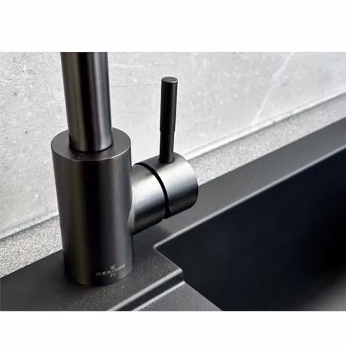 Reginox Taravo GM Single Lever Swan Neck Kitchen Mixer Tap in Gunmetal Grey – 3