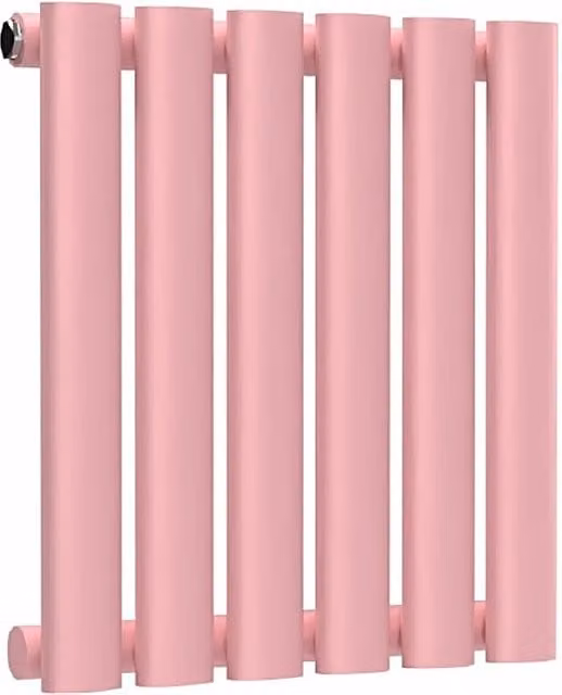 Lux Heat Oval Horizontal Single Wall Mounted Radiator in Pink, W: 40 cm, H: 36 cm
