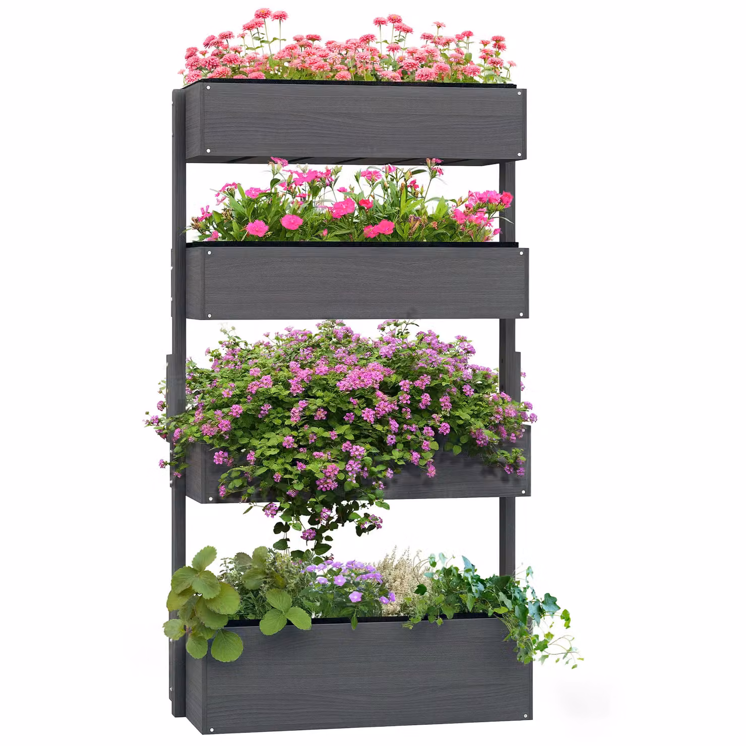 OUTSUNNY Grey Lacquered Wooden Raised Garden Bed W/D/H: 142 x 80 x 45 cm – 2