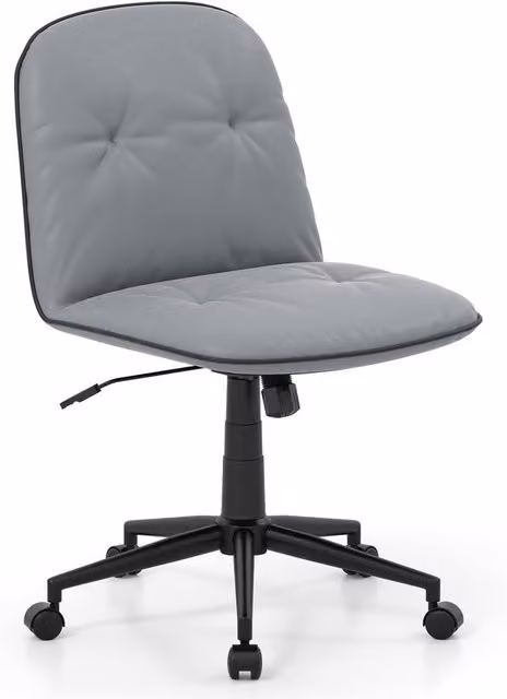 VOGREX Armless Grey PU Leather Swivel Task Chair