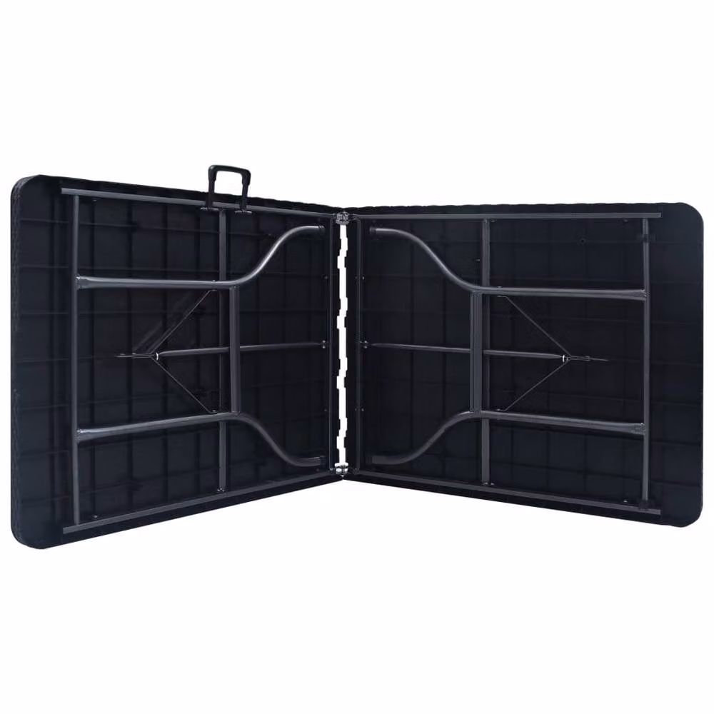 Berkfield Home Folding Garden Table in Black with Imitation Rattan, W: 180 cm, D: 75 cm, H: 72 cm – 3