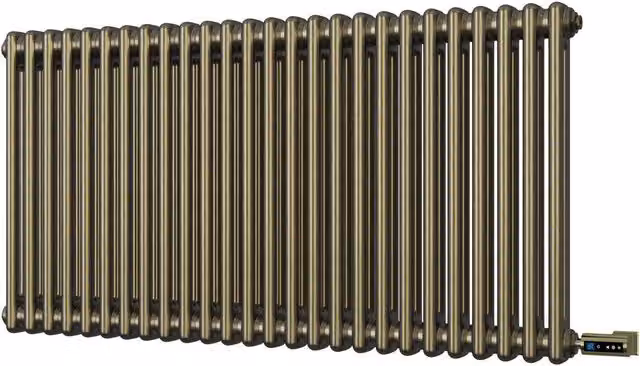 Alpha 2 Column Electric Radiator in Gold Steel, H: 116.4 cm, W: 60 cm