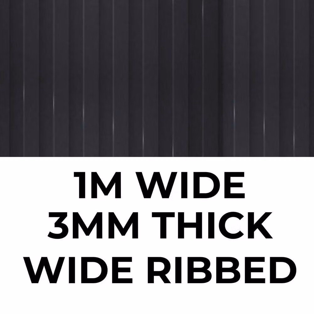 Ark Mat Black Wide Ribbed Rubber Flooring Matting W/D/H: 100 x 100 x 0.3 cm – 5