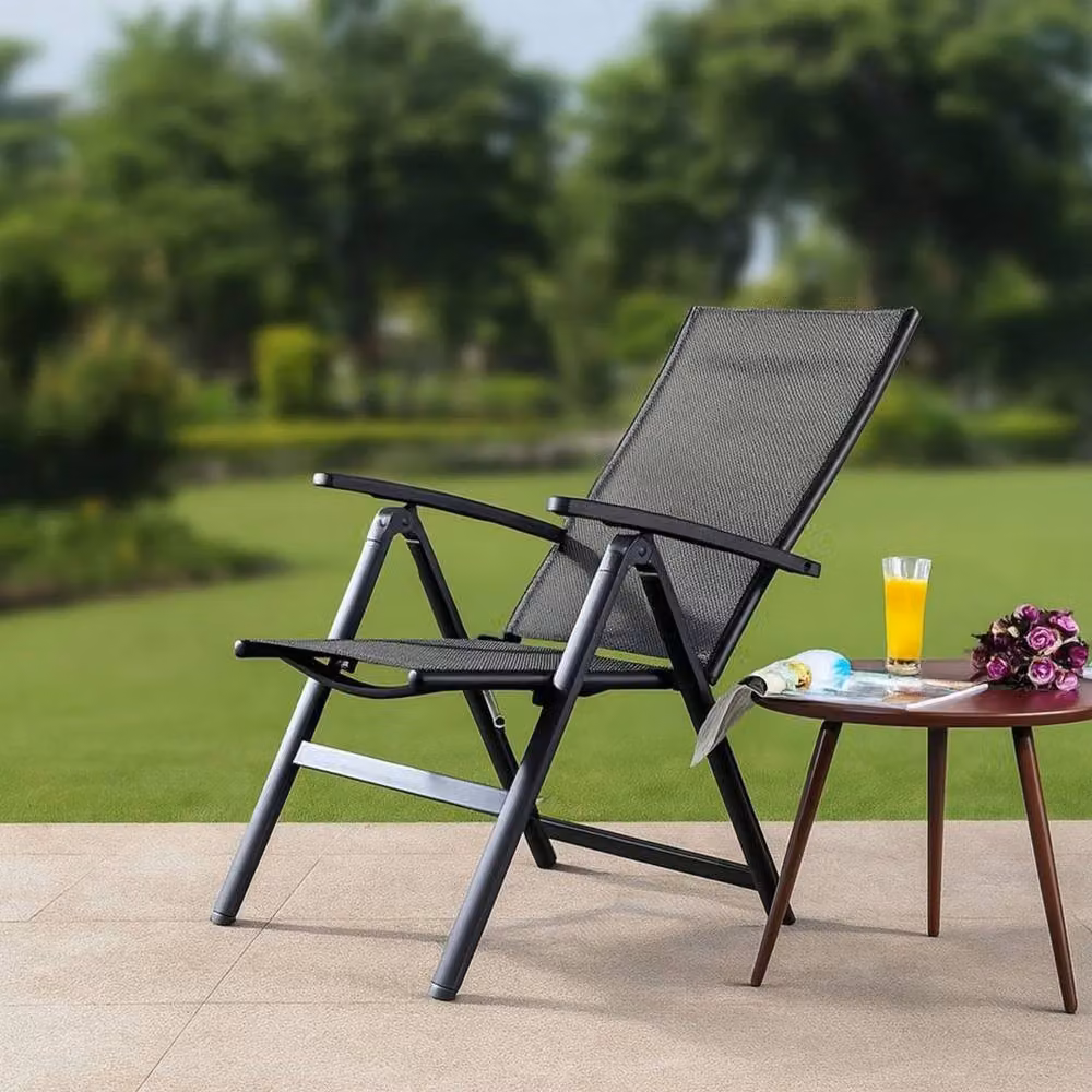 Kelvenix Black Folding Garden Reclining Chair with Armrests – 3