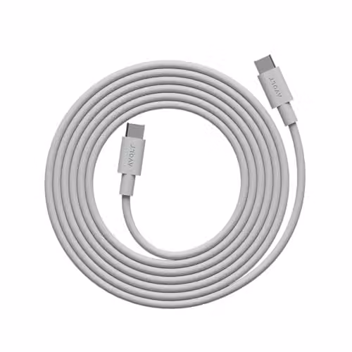 Avolt Soft Silicone USB-C to USB-C Cable, 100W, 2m, Grey or White