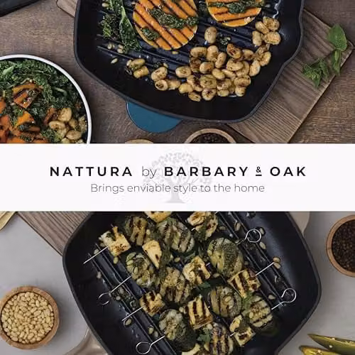 Barbary & Oak Nattura 28cm Cast Iron Grill Pan with Enamel Interior in Petrol Green – 7